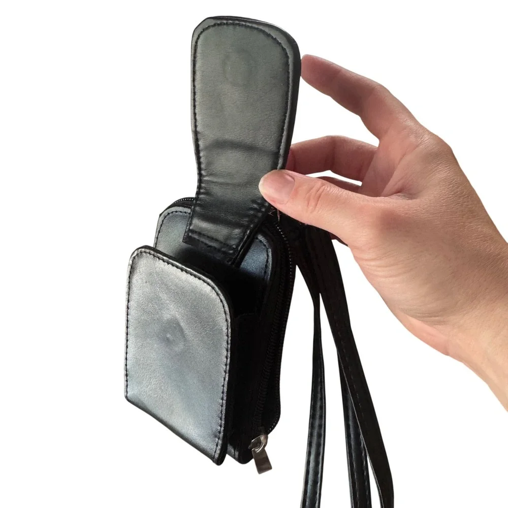 Buxton Black Leather Organizer Crossbody Wallet Purse Accordion Compartments